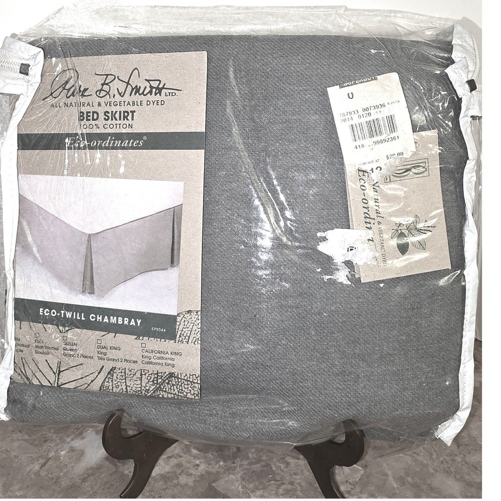 Park B Smith Twin Ecoordinates Bed Skirt Eco Twill Chambray All Natural Veg Dyed